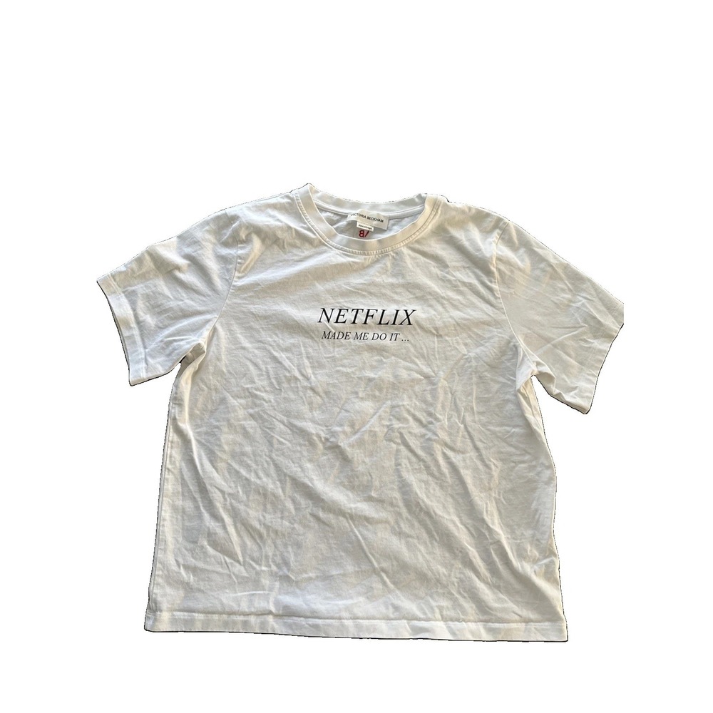 Victoria Beckham Netflix Made Me Do It Women's White T-Shirt Size Medium